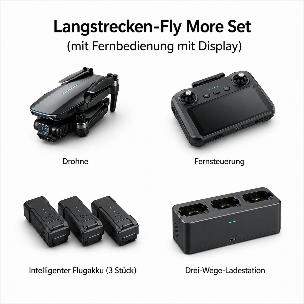 Faltbare HD-Drohne mit Kamera, Fernsteuerung & stabiler Flugsteuerung
